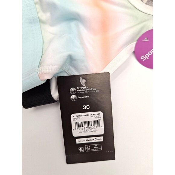 ATHLETIC WORKS 2 PACK RACERBACK SPORTS BRAS BAND SIZE 30 GIRL'S SIZE S - Picture 7 of 9